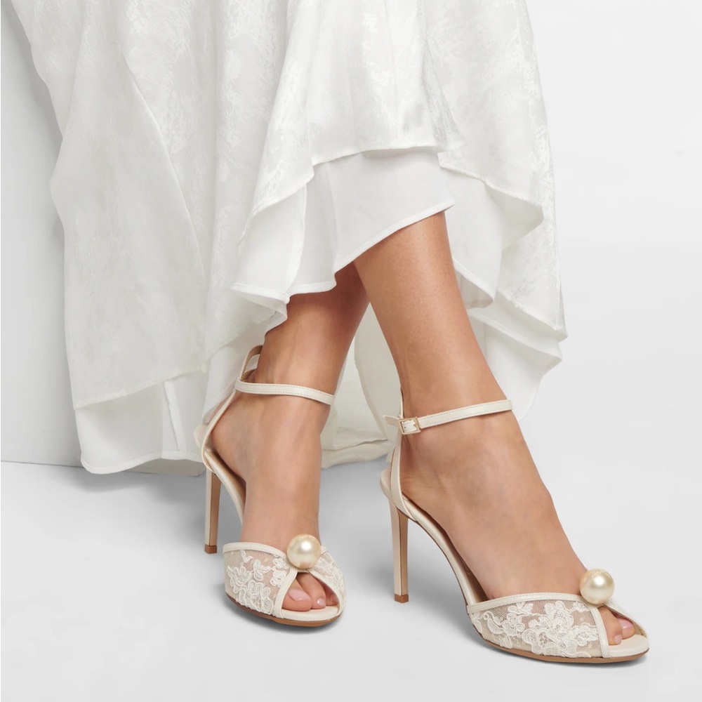 Jimmy Choo Sacora 85 Pearl and Lace Heels